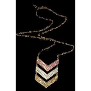 Whimsical Glam Multi Chevron Rhinestone Pendant Necklace